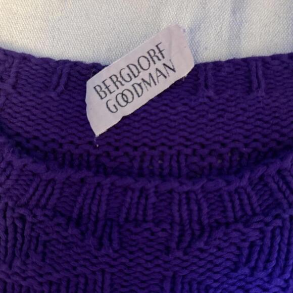 Vintage Bergdorf Goodman Chunky Purple Knit Sweater - Picture 8 of 8